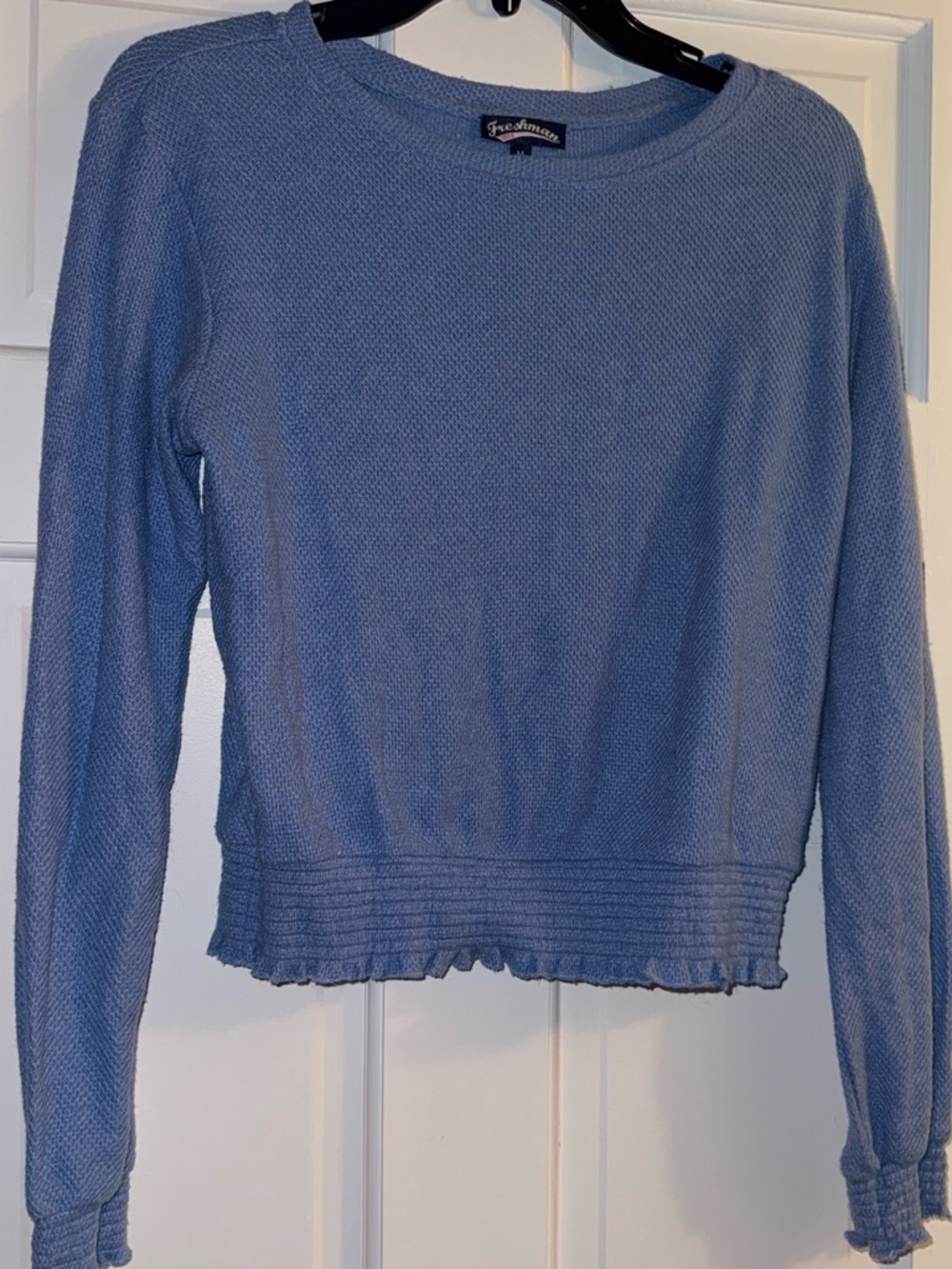 Light Blue Textured Long Sleeve Sweater